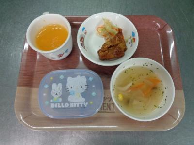 鶏のレモン漬け☆和え物☆野菜スープ★みかんゼリー
