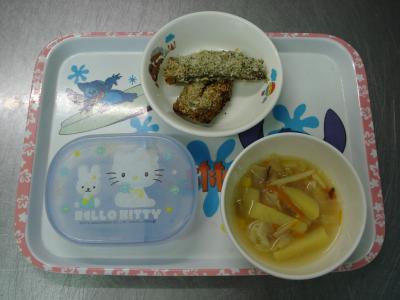 魚のパン粉焼き☆野菜スープ