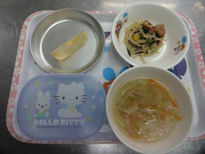 和風スパゲティー☆野菜スープ☆りんご