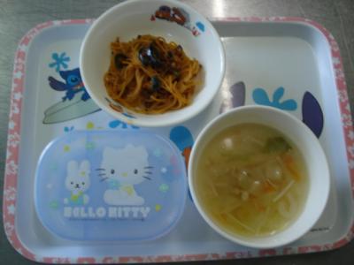 ナスのミートスパゲティ☆野菜スープ