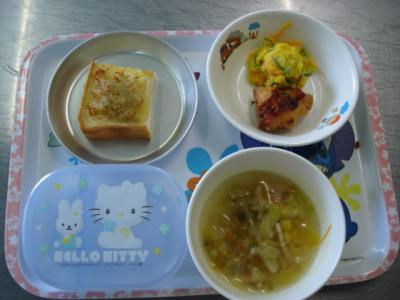 タンドリーチキン☆ポテトサラダ☆野菜スープ★じゃこトースト