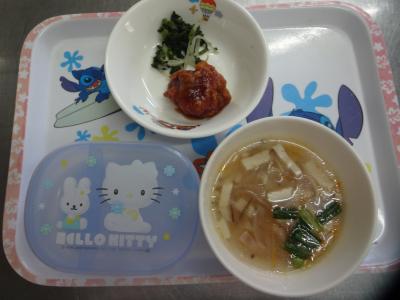 鶏のケチャップ和え☆ナムル☆中華スープ