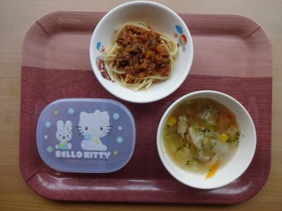 ☆ミートスパゲティー☆野菜スープ