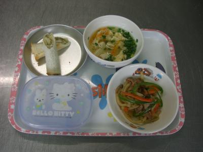 焼きうどん☆豆腐と卵のすまし汁★ジャコトースト