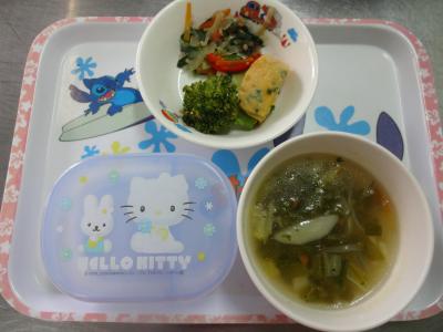 春雨の炒めもの☆卵焼き☆ブロッコリーの和え物☆野菜スープ