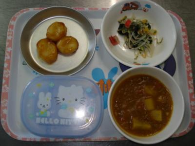 さつま芋のカレー☆酢の物★豆腐の白玉団子