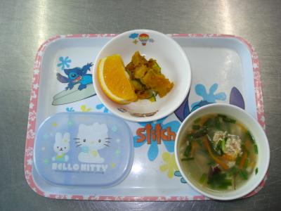 かぼちゃちらし☆オレンジ☆中華スープ