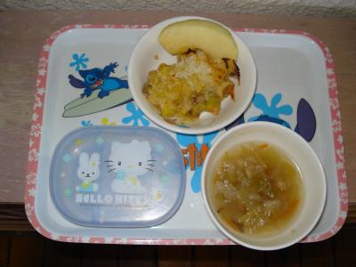 さつま芋のグラタン☆野菜スープ☆りんご