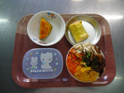 鶏飯☆かぼちゃの甘煮★シフォンケーキ