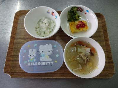 さつま芋のオムレツ☆ブロッコリーのゴマ和え☆春雨スープ★七草粥