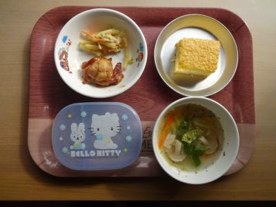 鶏の照り焼き☆マカロニサラダ☆野菜スープ★マヨケーキ