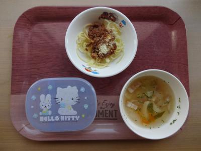 ミートスパゲティー☆野菜スープ