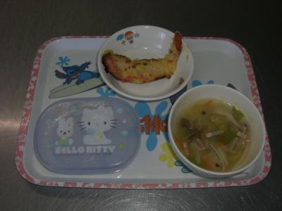 魚のコーン焼き☆野菜スープ(焼き芋)