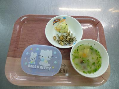 大豆とイリコの磯風揚げ☆ポテトサラダ☆味噌汁