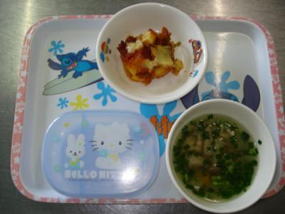 ポテトのミートソース焼き☆五目スープ