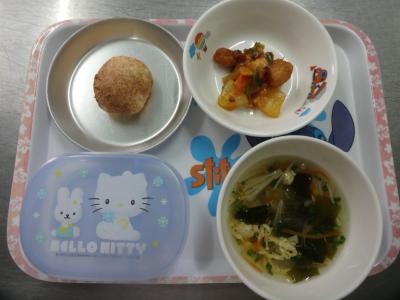 酢豚☆和風卵スープ★もちもちパン